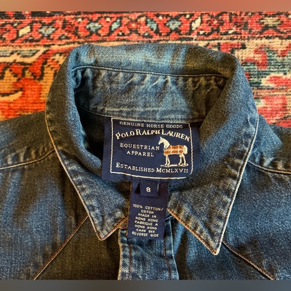 Vintage Polo Ralph Lauren Button Up Jean Shirt S/M - Picture 5 of 9